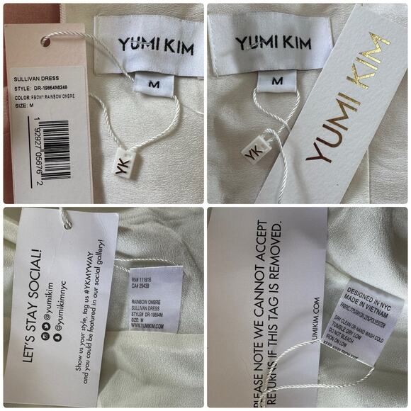 YUMI KIM Sullivan Tiered Maxi Dress Rainbow Ombré Dreamy Shiny Satin Sz M NEW - Picture 11 of 11